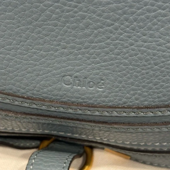 Chloe Marcie Leather Satchel Cloud Blue - Picture 8 of 13
